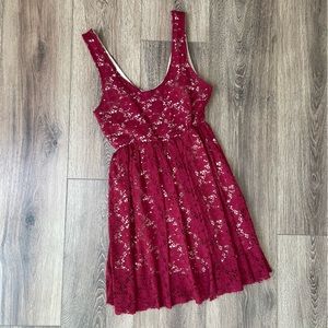 Audrey 3+1 Lace Short Dress Maroon